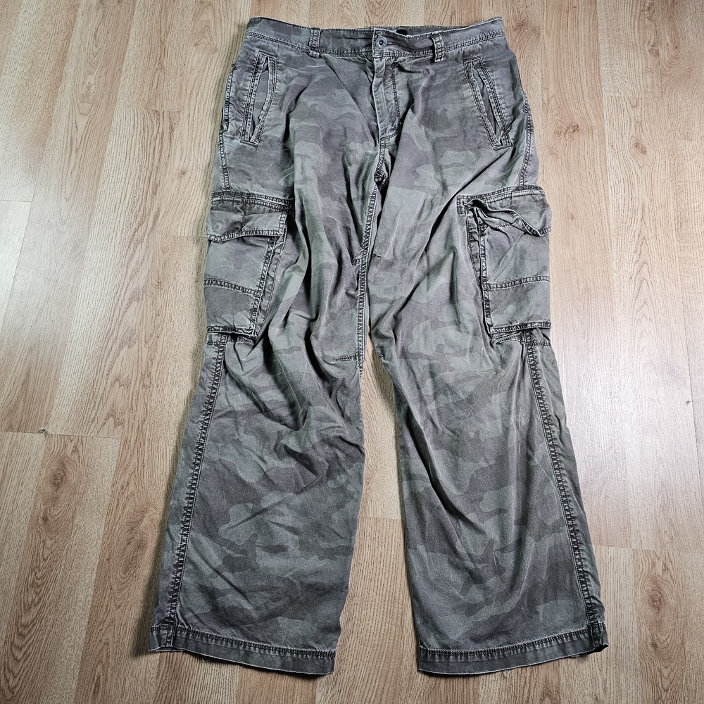 Vintage Old Navy Cargo Pants Mens 34x30 Gray Camo Surplus Straight Leg Utility